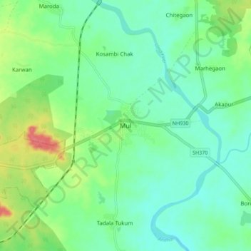 Carte topographique Mul, altitude, relief