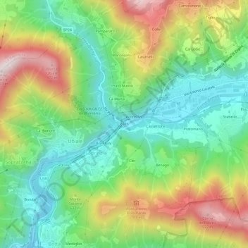 Carte topographique Ponti, altitude, relief