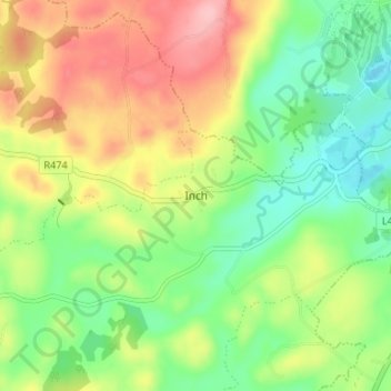 Carte topographique Inch, altitude, relief