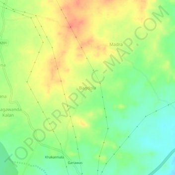 Carte topographique Bagdola, altitude, relief