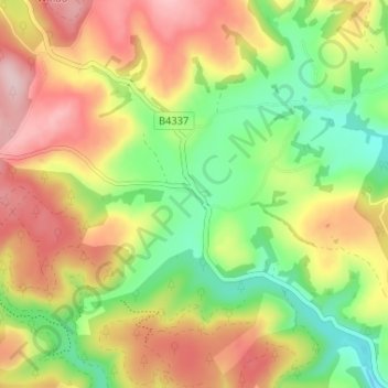 Carte topographique Rhydcymerau, altitude, relief