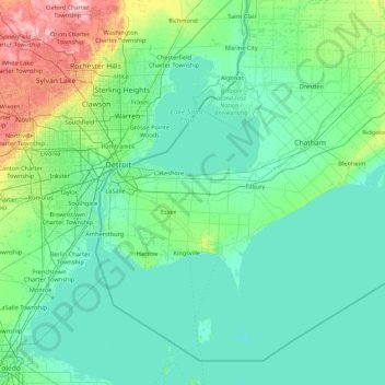 Carte topographique Essex, altitude, relief