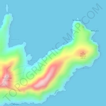Carte topographique Maatea, altitude, relief