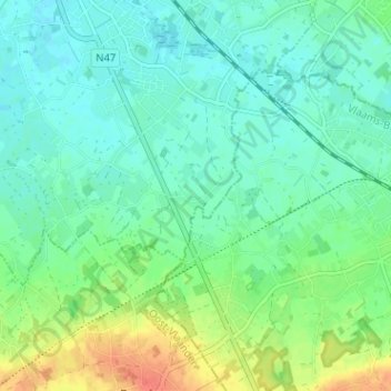Carte topographique 't Zonneken, altitude, relief