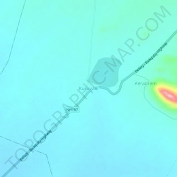Carte topographique Kuruvalli, altitude, relief