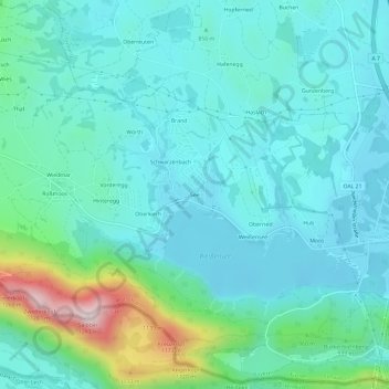 Carte topographique See, altitude, relief