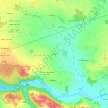 Carte topographique Le Bot, altitude, relief