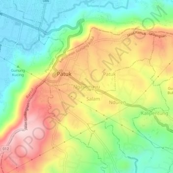 Carte topographique Ngasemayu, altitude, relief