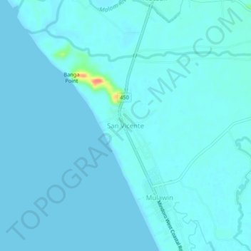 Carte topographique San Vicente, altitude, relief