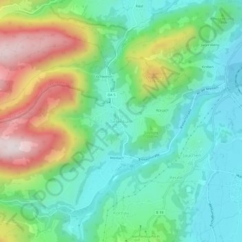 Carte topographique Tiefenbach, altitude, relief