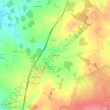 Carte topographique Les Chirons, altitude, relief