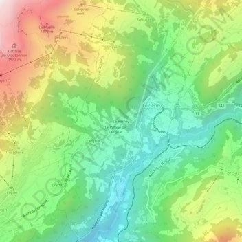 Carte topographique Le Verney, altitude, relief