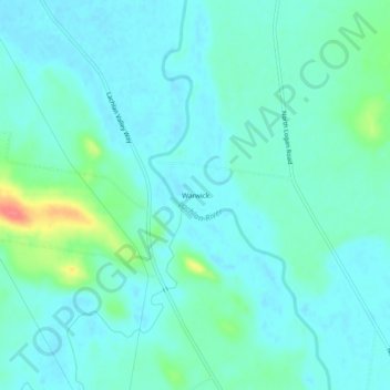 Carte topographique Warwick, altitude, relief