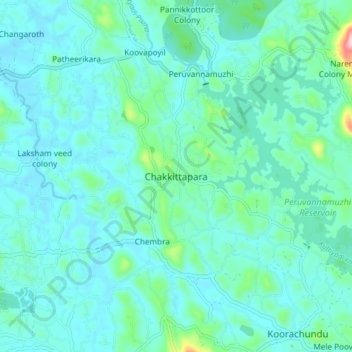 Carte topographique Chakkittapara, altitude, relief