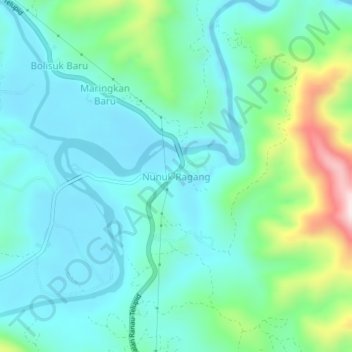 Carte topographique Nunuk Ragang, altitude, relief
