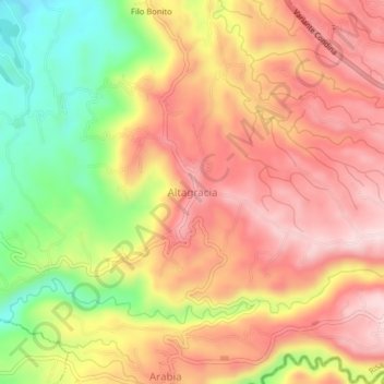 Carte topographique Altagracia, altitude, relief