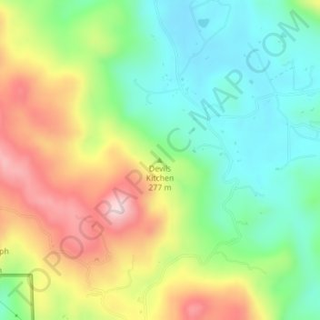 Carte topographique Devils Kitchen, altitude, relief