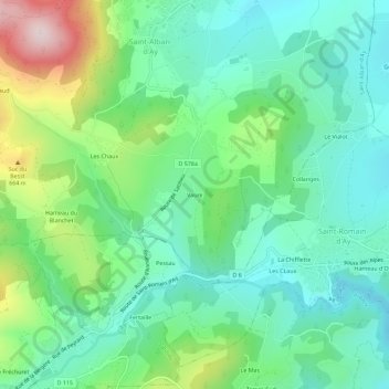 Carte topographique Vaure, altitude, relief