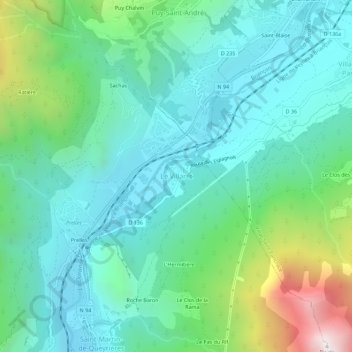 Carte topographique Le Villaret, altitude, relief