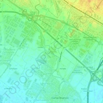 Carte topographique Capalle, altitude, relief