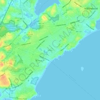 Carte topographique Clifton, altitude, relief