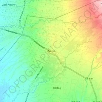 Carte topographique Murcia, altitude, relief