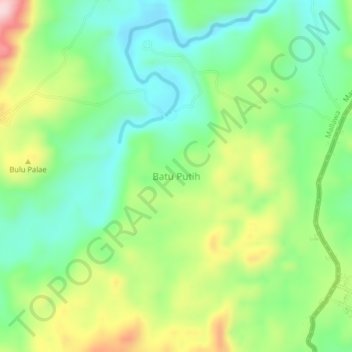 Carte topographique Batu Putih, altitude, relief