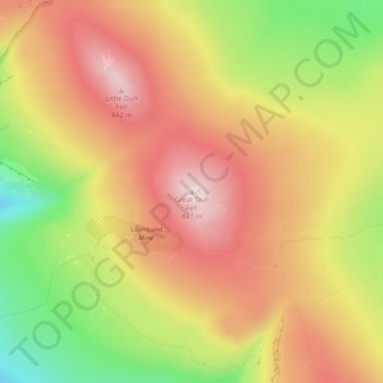Carte topographique Great Dun Fell, altitude, relief