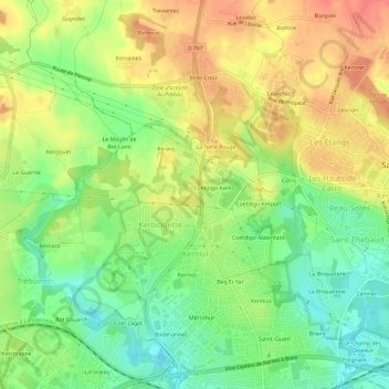 Carte topographique Kerdogan, altitude, relief