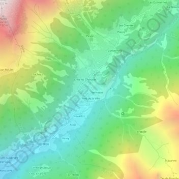 Carte topographique Veyne, altitude, relief