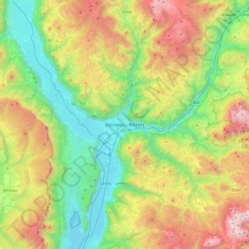 Carte topographique Bolzano - Bozen, altitude, relief