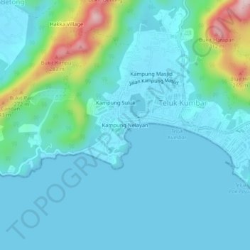 Carte topographique Nelayan Village, altitude, relief