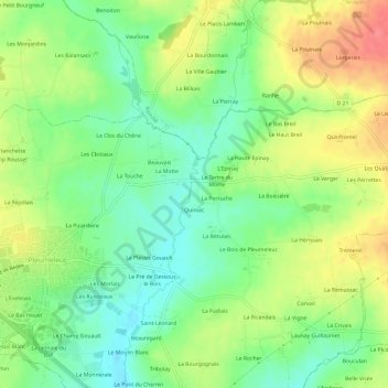 Carte topographique Le Moine, altitude, relief
