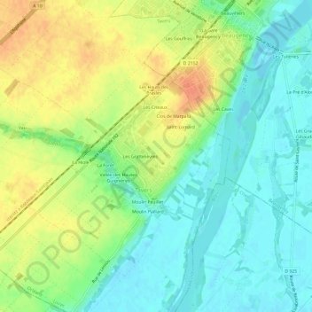 Carte topographique Clos de Bordeaux, altitude, relief