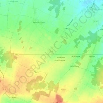 Carte topographique Joué, altitude, relief