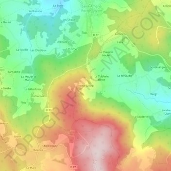 Carte topographique Roche Savine, altitude, relief