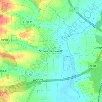 Carte topographique Schnackenwerth, altitude, relief