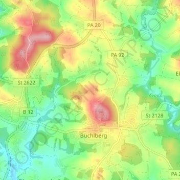 Carte topographique Josefsheim, altitude, relief