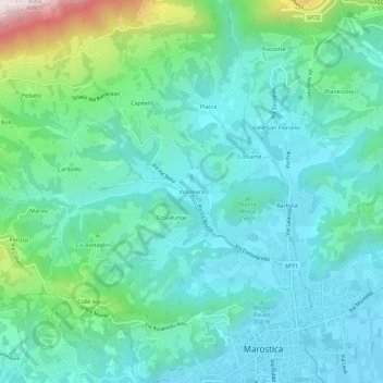 Carte topographique Vallonara, altitude, relief