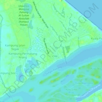 Carte topographique Kampung Marhum, altitude, relief