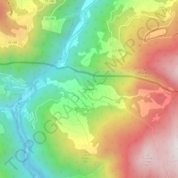Carte topographique Arcavell, altitude, relief