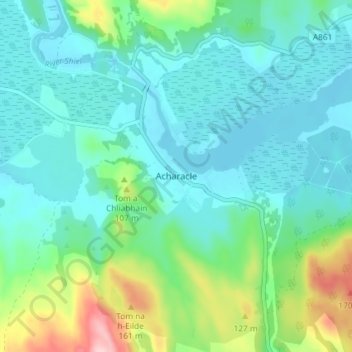Carte topographique Acharacle, altitude, relief