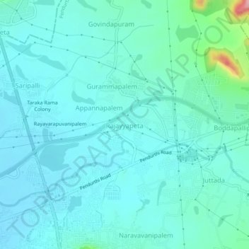 Carte topographique Rajayyapeta, altitude, relief