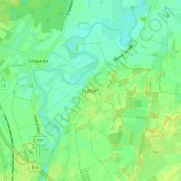 Carte topographique Suttorf, altitude, relief