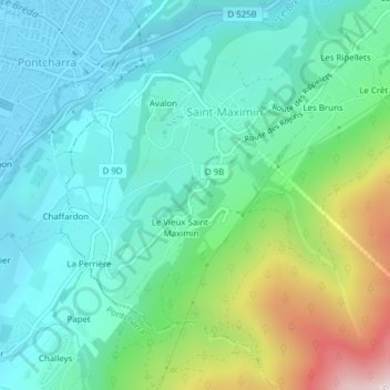 Carte topographique L'Échinal, altitude, relief