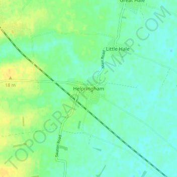 Carte topographique Helpringham, altitude, relief