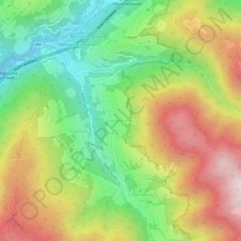 Carte topographique Vordernöring, altitude, relief