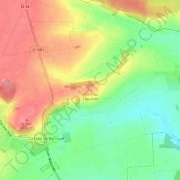 Carte topographique Mont de Lawarde, altitude, relief