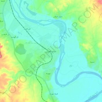 Carte topographique Hamam al Alil, altitude, relief