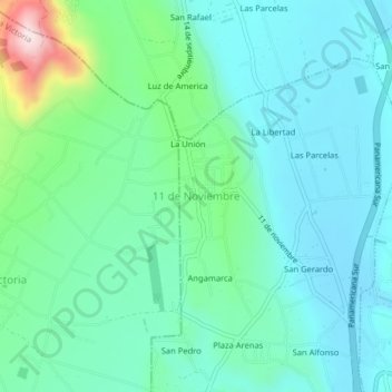 Carte topographique 11 de Noviembre, altitude, relief